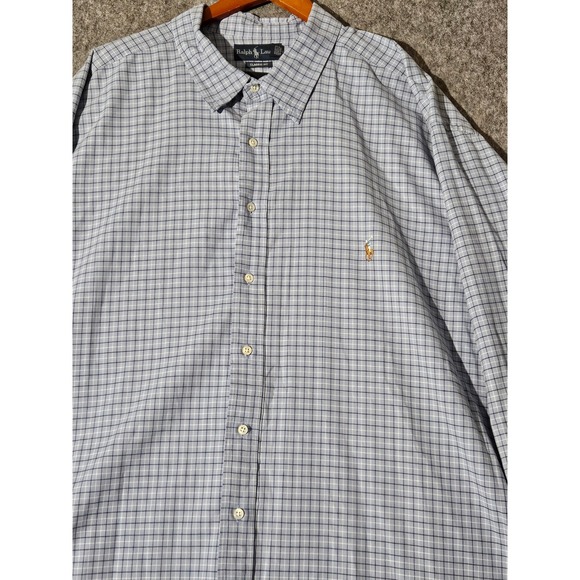 Ralph Lauren Button Down Shirt Mens 4XLT Blue Plaid Classic Fit Long Sleeve - Picture 2 of 7